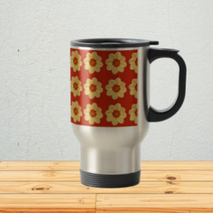 Mug De Voyage Dahlia jaune motif floral sur rouge