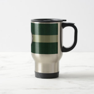Mug De Voyage Damas turquoise vert avec stries et monogramme