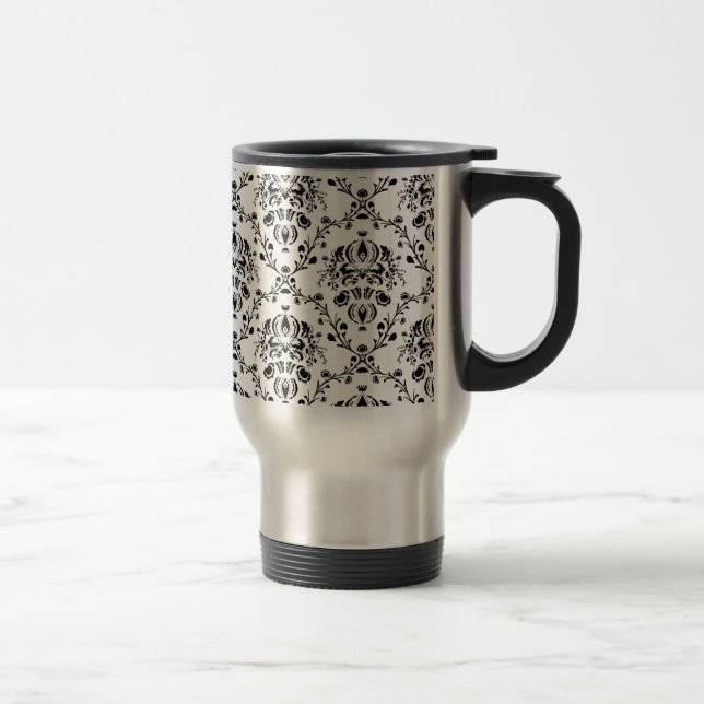 Mug De Voyage Damask blanc et noir (Droit)