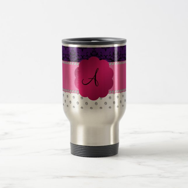 Mug De Voyage Damassé blanche de pourpre de diamants de (Centre)