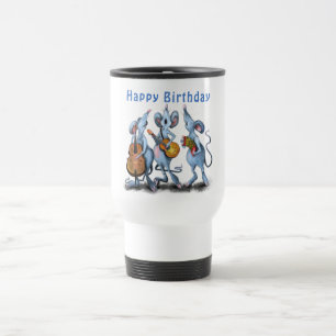Mug de voyage d'anniversaire avec Funny Mouse Musi