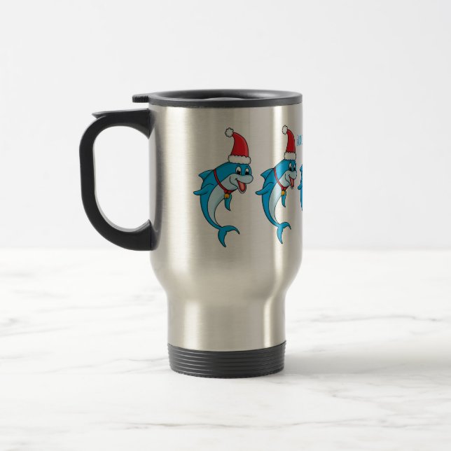 Mug De Voyage Dauphin mignon avec dessin animé du chapeau du Pèr (Gauche)