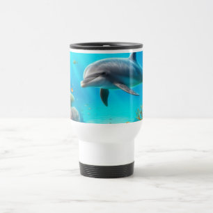 Mug De Voyage Dauphin sous-marin coloré tropical/hawaïen