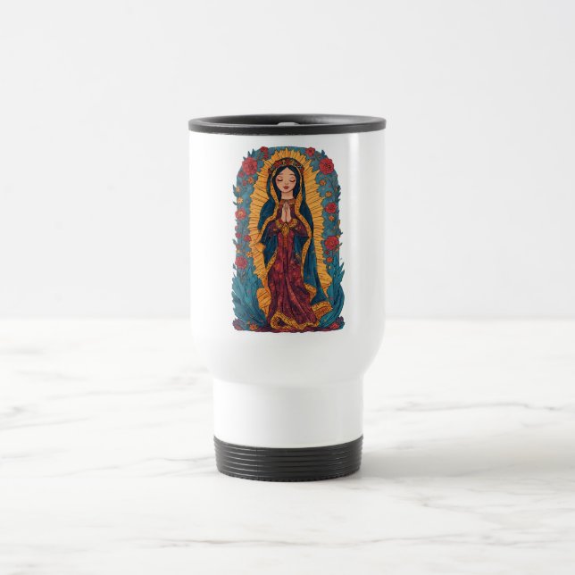 Mug de voyage de la Vierge de Guadalupe mignonne (Centre)