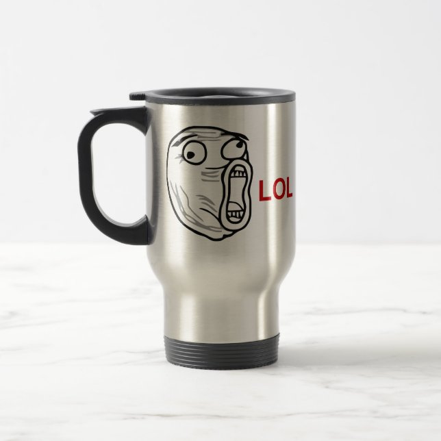Mug De Voyage De LOL de rire visage bruyant Meme de rage (Gauche)