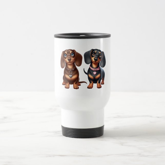 Mug De Voyage De mignons amis dachshund (Centre)