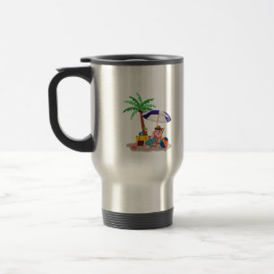 Mug de voyage de plage tropicale mignon en noix de