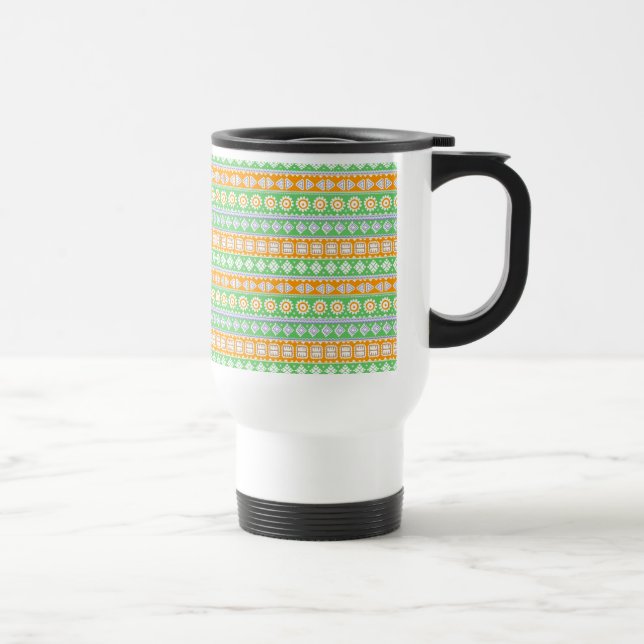 Mug De Voyage Décor ethnique motif vert orange (Droite)