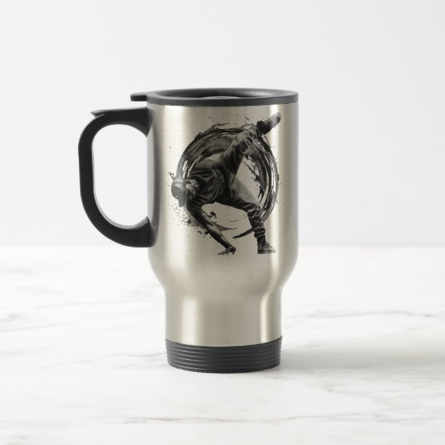 Mug De Voyage Décor Style urbain Monochrome Motion Art (Gauche)