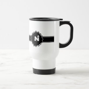 Mug De Voyage Décoré d'un monogramme blanc noir