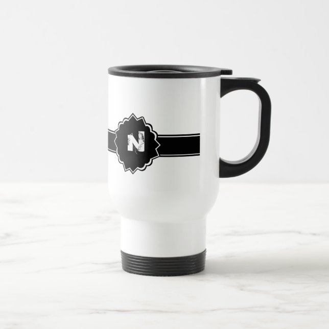 Mug De Voyage Décoré d'un monogramme blanc noir (Droite)