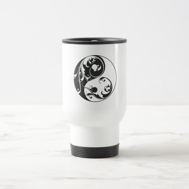 Mug De Voyage Défilement Yin & Yang (noir) (Centre)