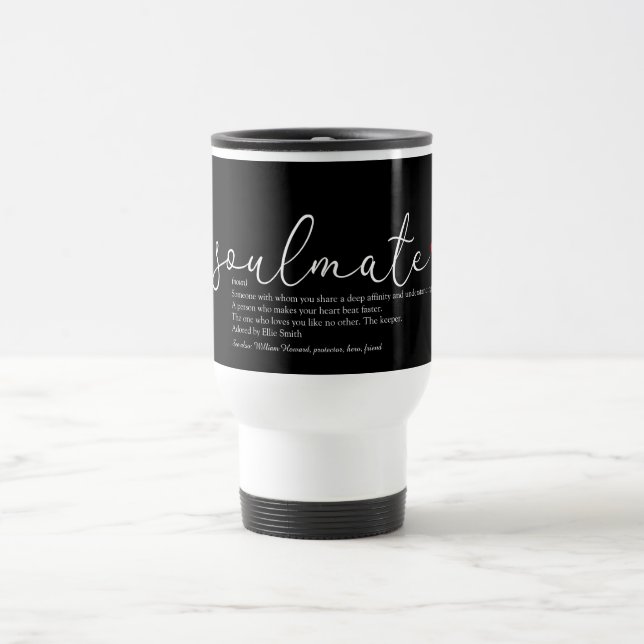 Mug De Voyage Définition d'âme sœur Chic Script Cœur d'amour rou (Centre)