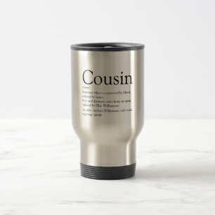 Mug De Voyage Définition de cousin moderne noir et blanc cool