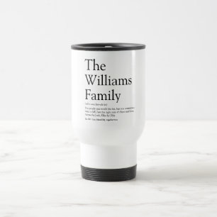 Mug De Voyage Définition de nom de famille noir et blanc Simple