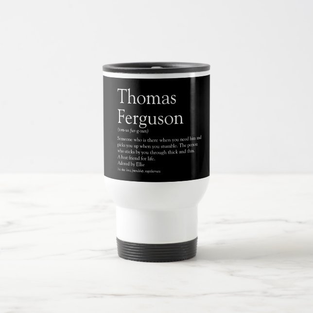 Mug De Voyage Définition de nom personnalisée typographique amus (Centre)