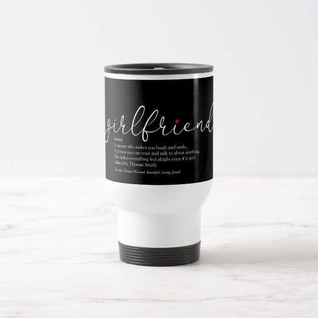 Mug De Voyage Définition de petite amie Chic Script Cœur d'amour (Centre)