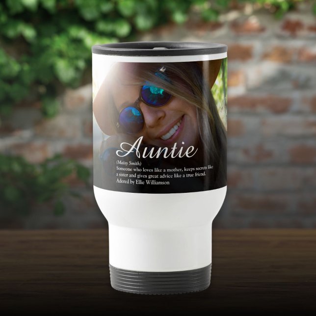 Mug De Voyage Définition de tante préférée de photo moderne (Modern Photo Favorite Aunt Auntie Definition Travel Mug)