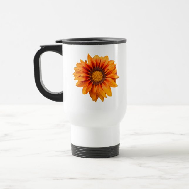 Mug De Voyage Dégradé de fleurs orange jaune vif découpé (Gauche)