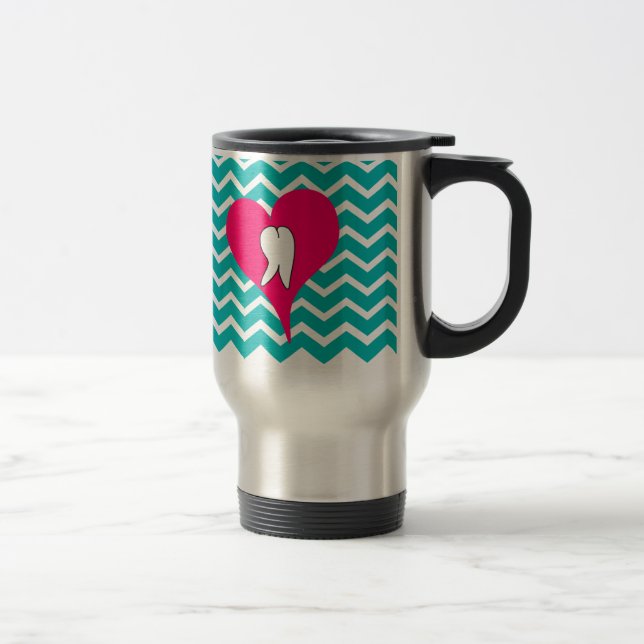 Mug De Voyage Dent dentaire et conception de Chevron (Droit)