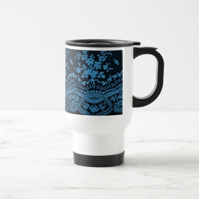 Mug De Voyage Dentelle bleue Grunge (Droite)