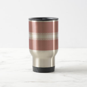Mug De Voyage Dentelle Rose Et Blanc Décorées
