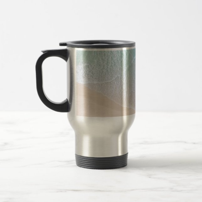 Mug De Voyage Dentelle verte et blanche Sable et mer (Gauche)