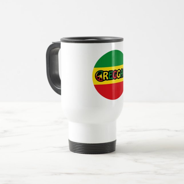 Mug De Voyage Design de reggae avec couleurs de drapeau reggae (Devant gauche)