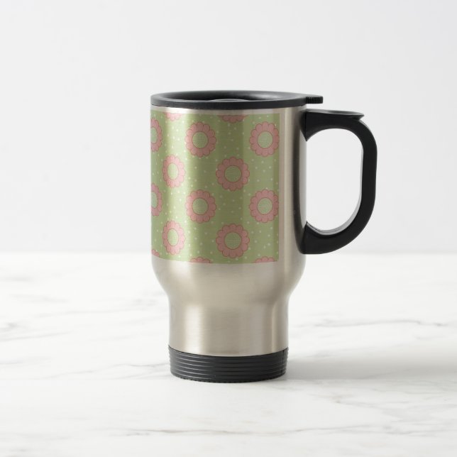 Mug De Voyage Design floral rose et pois (Droit)