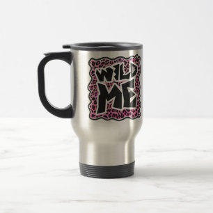 Mug De Voyage Design Léopard Sauvage Noir et Rose Chaud