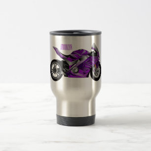Mug De Voyage Dessin de moto de sport violet