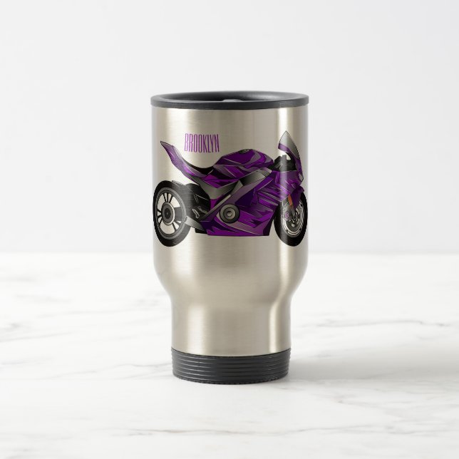 Mug De Voyage Dessin de moto de sport violet (Centre)