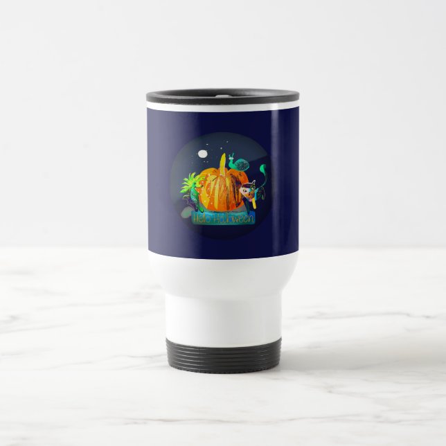 Mug De Voyage Dessin d'Halloween - Poumon magique & Animaux (Centre)