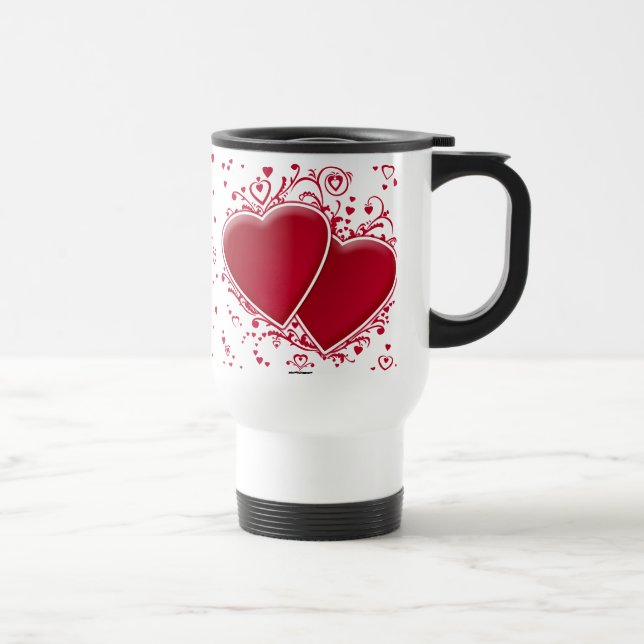 Mug De Voyage Deux cœurs rouges pour la Saint-Valentin (Droite)