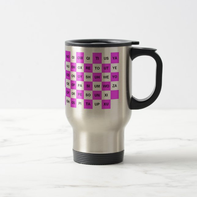 Mug De Voyage Deux lettres Mots rose et blanc version US (Droit)