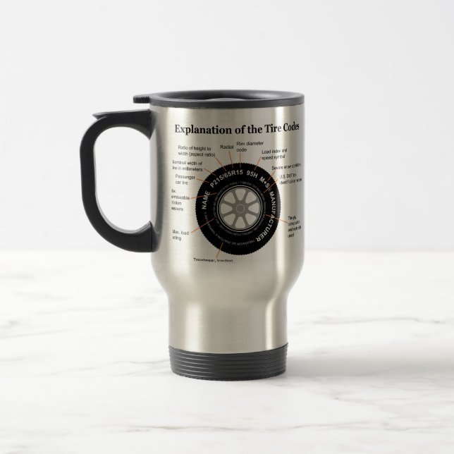 Mug De Voyage Diagramme d'identification de pneu d'automobile (Gauche)