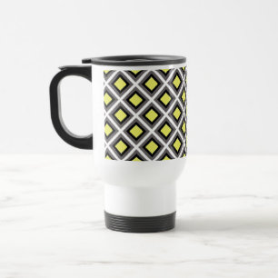 Mug De Voyage Diamants d'ikat gris foncé, noir, jaune par STaylo