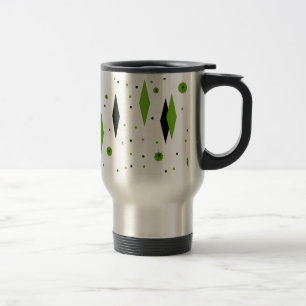 Mug De Voyage Diamants verts rétros et Starburts Voyage Mug
