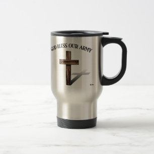 Mug De Voyage DIEU BÉNISSE NOTRE ARMÉE avec une croix robuste