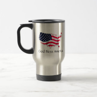 Mug De Voyage Dieu bénissent l'Amérique avec le drapeau de carte