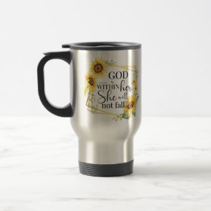 Mug De Voyage Dieu est en elle - Psaume 46:5 Sunflower Christian