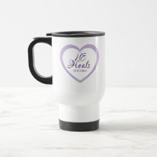 Mug De Voyage Dieu guérit les cœurs brisés Violet clair et blanc