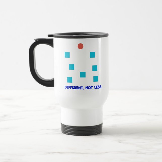 Mug De Voyage Différent, pas moins  Illustration de formes inclu (Gauche)