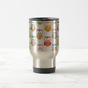 Mug De Voyage Différents motifs de coffre de hiboux colorés mous