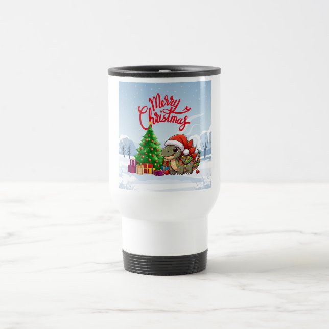 Mug De Voyage Dino de Noël bébé mignon/fantaisiste (Centre)