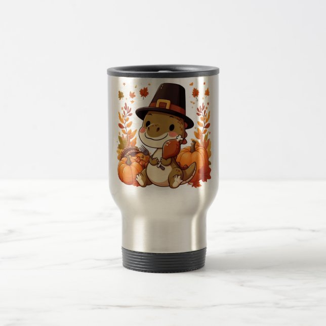 Mug De Voyage Dinosaur de Thanksgiving mignon (Centre)