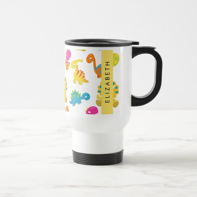 Mug De Voyage Dinosaures Mignons, Motif Des Dinosaures, Votre No (Droite)