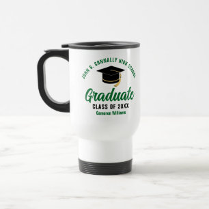 Mug De Voyage Diplômé de lycée vert personnalisé pour la remise 