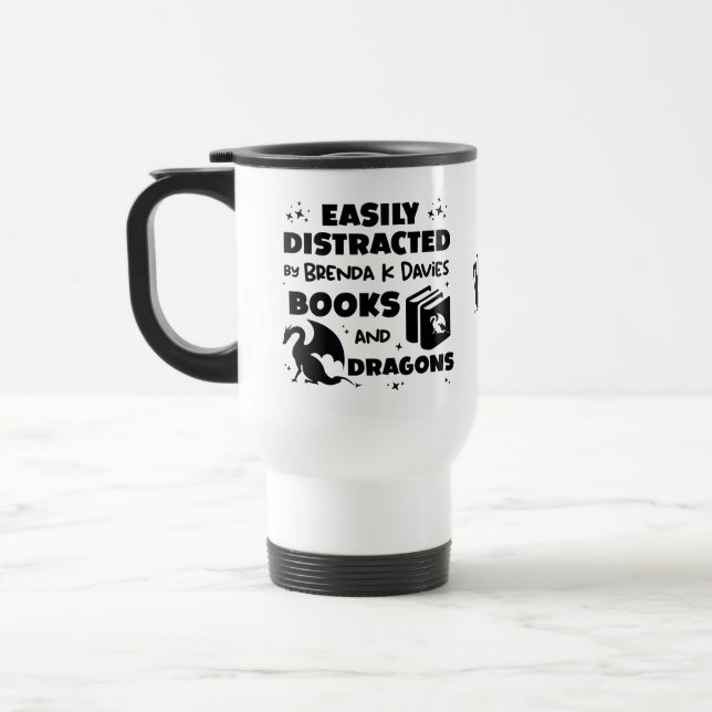 Mug De Voyage Distrait par Brenda K Davies Livres et Dragons (Gauche)