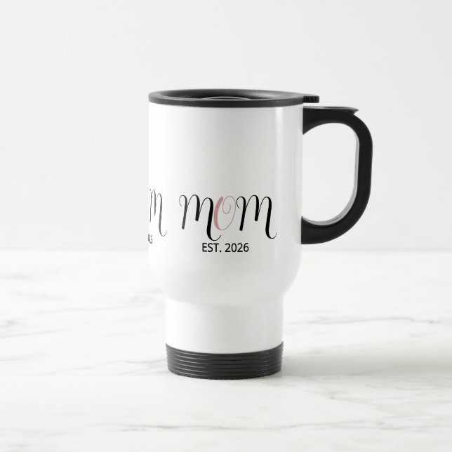 Mug De Voyage DMom Established Black Pink Script New Mom Gift (Droite)